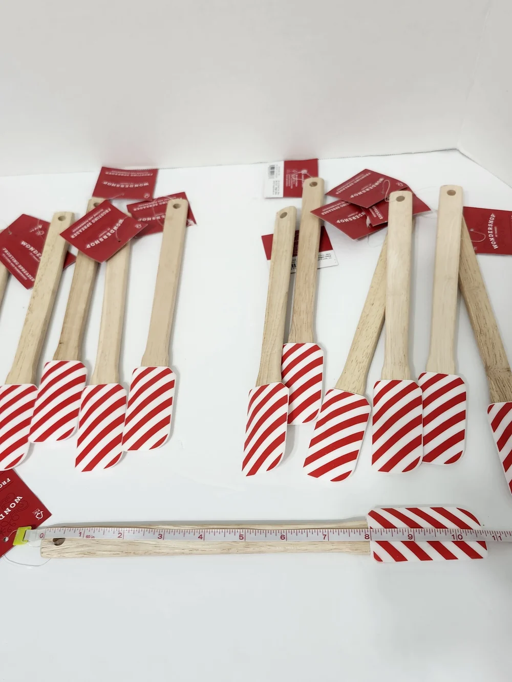 Striped Silicone Spatulas Wood Handles Cooking Baking Gift Baskets Crafts New 12